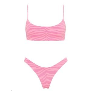 Triangl Mica Moreno Bikini Pink Zebra Print Textured